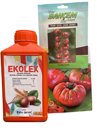 Çoklu Set Ekolex Sıvı Bitkisel Menşeli Organik Gübre Köy Domatesi Tohumu Çeri Domates Tohumu 10Gr