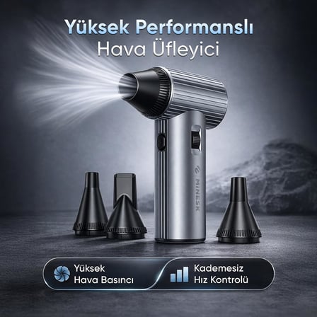 G500 HyperWind™ Turbo Jet Fan Hava Üfleyici - 【Turbo Modda 500 Gram Hava Üfleme Gücü】- Ultra Güçlü Hava Basıncı -Taşıma Torbalı ve Ekstra Nozullu