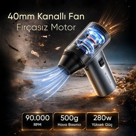 G500 HyperWind™ Turbo Jet Fan Hava Üfleyici - 【Turbo Modda 500 Gram Hava Üfleme Gücü】- Ultra Güçlü Hava Basıncı -Taşıma Torbalı ve Ekstra Nozullu