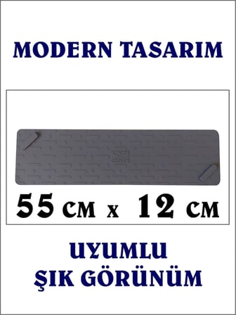 Duş Gideri Kötü Koku Önleyici Uzun Silikon Mat Koku Giderici Dikdörtgen Sızdırmaz Ped Duş Gideri Kapağı Tıpası Böcek Önleyici Koku ve Su Geçirmez Yer Sifonu Kapağı Duş Kanalı (55 cm x 12 cm)