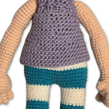 Uretti - Ahmet 3816 Amigurumi Örgü Oyuncak Kıvırcık Saçlı Bebek 35 Cm - Krem