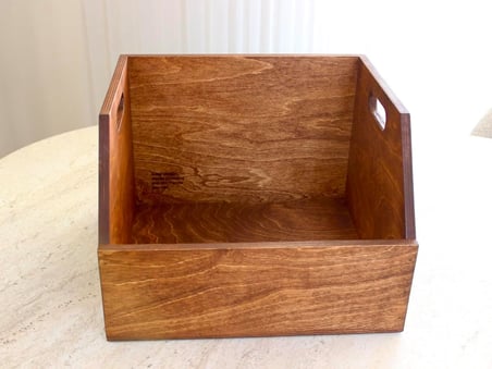 Büyük Boy Organizer Ahşap Sandık 12" LP Plak İçin Uygun Boyut (Kestane Kırmızısı)