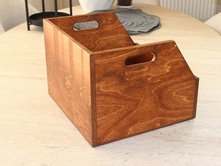 Büyük Boy Organizer Ahşap Sandık 12" LP Plak İçin Uygun Boyut (Kestane Kırmızısı)