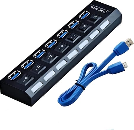 A5258 7 Portlu Usb 3.0 Hub Anahtarlı Çoklayıcı Çoğaltıcı Switch