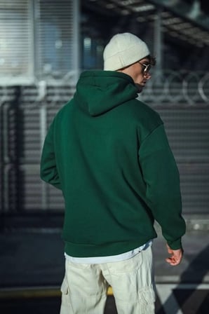 Modi Green Üç İplik Penye Kapşonlu Basic SweatShirt - Haki