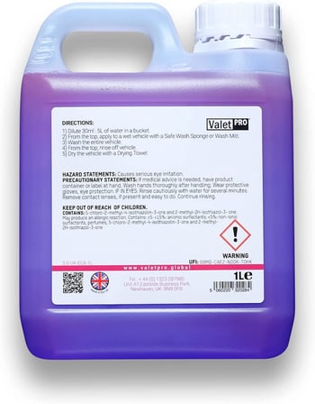 ValetPro Konsantrated Concentrated Car Wash Seramik Korumalar Için Ph Dengeli Konsantre Şampuan 1 LT