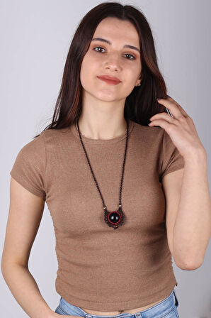 Oniks Taşı Örme Kolye - 200002