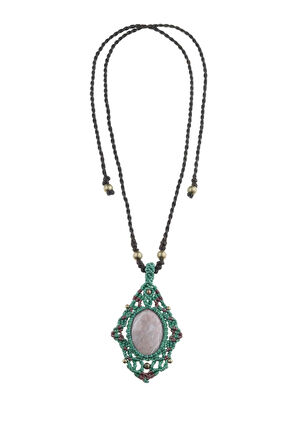 Rodonit Taşı Örme Kolye  - 200008