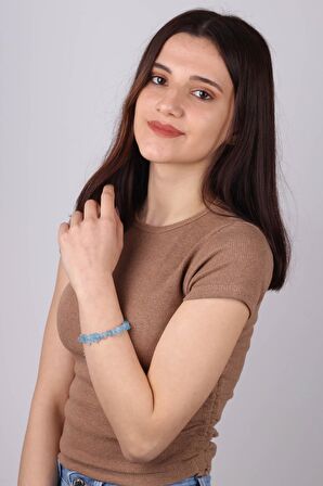 Doğal Akuamarin Taşlı Kadın Bileklik - 300195