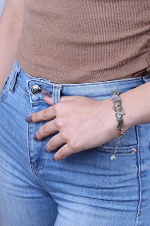 Doğal Labradorit Taşlı Kadın Bileklik - 300197