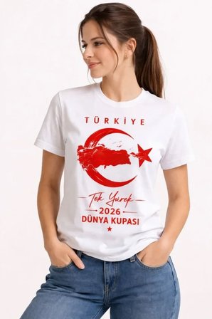 Modi Green TÜRKİYE Ay Yıldız 2026 Dünya Kupasi Taraftar Forma T-Shirt - Beyaz