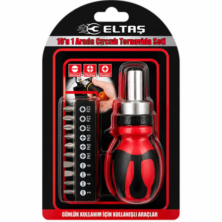 Lunaev 10IN1 Silikon Sap - CR-V Cırcırlı Tornavida Bits Seti PH1 - PH2 - Ph - 3 - PZ1 - PZ2 - PZ3 Ma