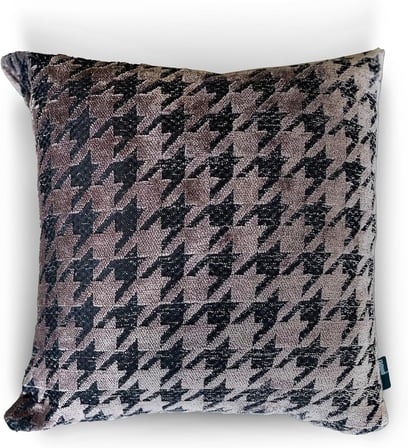 Taupe Houndstooth Kazayağı Desenli Dekoratif Kırlent/Yastık Kılıfı 45x45 cm,%100 Polyester Döşemelik Kumaş
