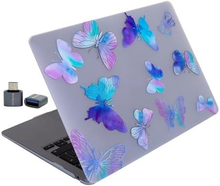 MacBook Air 13.6 İnç Papatya Desenli Kılıf A2681 A3113 A3240 A3449 M2 M3 M4 M5 Uyumlu Sert Kapak Hard Case Mor