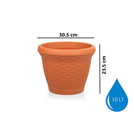 Omnipazar SO-HS03 Plastik Hasır Desenli Dekoratif Saksı 10 Litre No 3