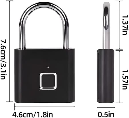 MOBEE Akıllı Parmak İzi Kilit Şarjlı Asma Kilit IP65 Su Geçirmez Anahtarsız Güvenlik Kilidi MKMP-0057