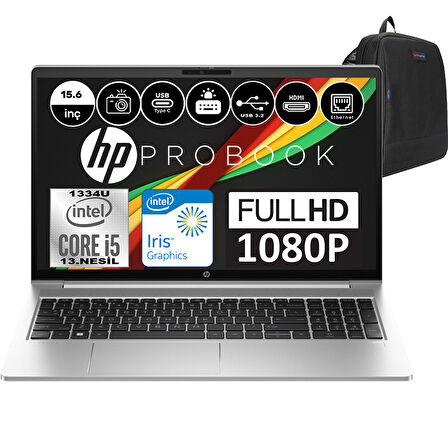 Hp Probook 450 G10 Intel Core I5 1334U 64GB 1tb SSD Intel® Iris® Xᵉ Windows 11 Home 15.6" Fhd Taşınabilir Bilgisayar 9G7X5ESH15 + Weblegelsin Çanta