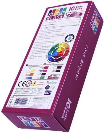10 Renk 15 ml ve Siyah Kontur Kalemi 1 Paket Cam Vitray Boyama Seti Cam Boyama Seti