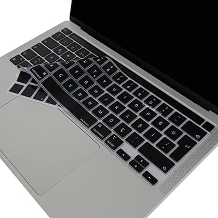 MacBook Pro Türkçe Q Klavye Koruyucu EU UK ISO Enter A2338 M1 M2 A2251 A2289 A2141 Uyumlu İnce Siyah Silikon Keyboard Cover Touch Bar 13 inç 16 inç Siyah