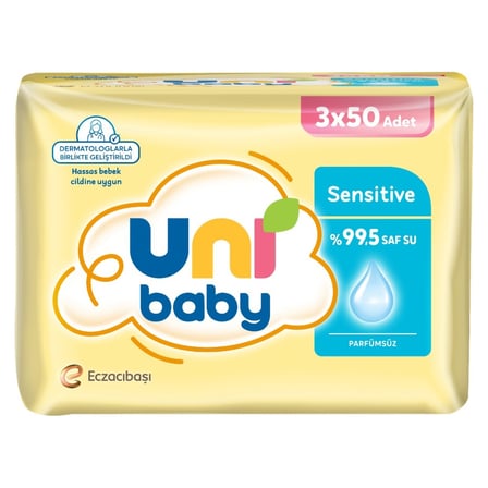 5 Adet Uni Baby Sensitive Islak Mendil 3 x 50'li