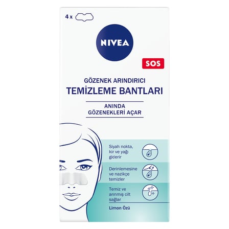 4 Adet Nivea Siyah Nokta&T- Bölgesi Temizleme Bantları