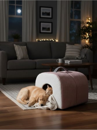 Taşınabilir Kedi Köpek Yatağı Mağara Model Yuva, Pembe, M Beden