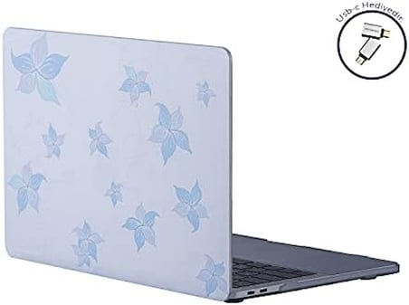 MacBook Pro 13 Çiçek Desenli Kılıf A1706 A1708 A1989 A2159 A2251 A2289 A2338 M1 M2 Uyumlu Baskılı Sert Kılıf İnce Hafif Koruyucu Kapak Açık Mavi
