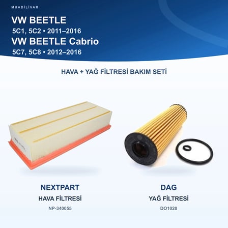 VW BEETLE (5C1, 5C2) / VW BEETLE (5C7, 5C8) Hava+Yağ Filtre Bakım Seti