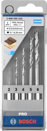 Professional Accessories Matkap ve Kırıcı Delici Uçları, Ahşap Matkap, Gri, 5 Adet