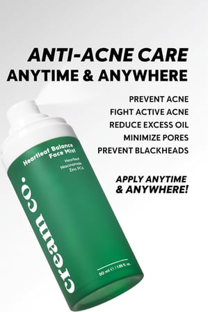 Cream Co. Gözenek Sıkılaştırıcı Ferahlatıcı Yüz Spreyi, Heartleaf Face Mist, Niacinamide, Tüm Cilt Tipleri, 50 ML