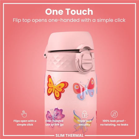 Ion8 - İnce Su Termosu - Kelebek - 500 ml - Sızdırmaz