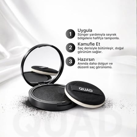 Unisex Saç ve Sakal Kapatıcı Dolgunlaştırıcı Pudra, Siyah, 10gr, Doğal Görünüm, Anında Hacim