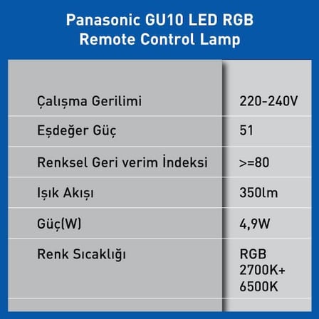 LED Akıllı Bluetooth Wi-Fi RGB GU10 Lamba 4W