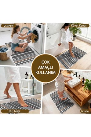 Banyo Paspası, Yumuşak Banyo Halısı, Kaymaz Dot Tabanlı, Yıkanabilir - 60x100