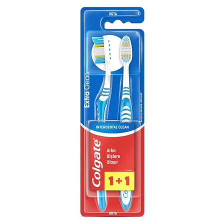 5 Adet Colgate Extra Clean Dil Temizleyicili Arka Dişlere Uzanan Orta Diş Fırçası 1+1