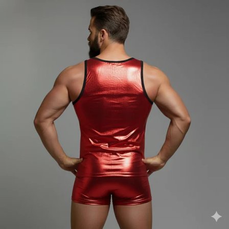Modi Green Erkek Kırmızı Lame Tank Top Boxer Takımı