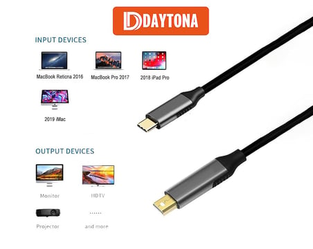 K-02E Type-C To Mini Display Port 4K Hd 60Hz Görüntü Aktarım Kablosu