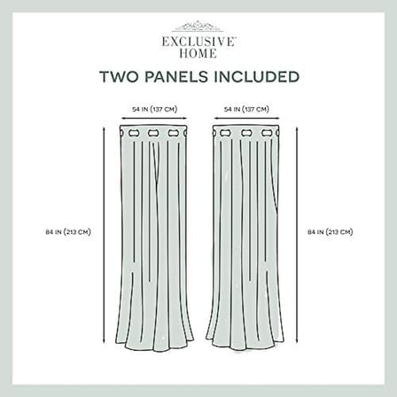 Exclusive Home Curtains - EH7920-02 2-X84G Modo Metalik Geometrik Pencere Perde Paneli Çifti Gromet Üst, 54x84, Siyah İnci, 2 Adet