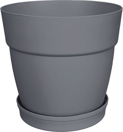 ToXA Tabaklı Delikli Plastik Çiçek Saksısı, 20 cm 4 Lt, 2 Adet, Antrasit