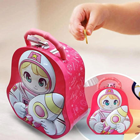 Astronot Temalı Pembe  Kumbara
