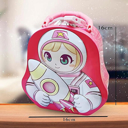Astronot Temalı Pembe  Kumbara