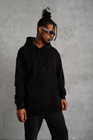Modi Green Erkek Düz Kapüşonlu Sweat - Siyah