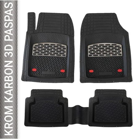 Safir Skoda Kamiq İle Uyumlu Universal 3d Paspas Krom Karbon