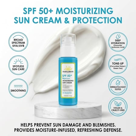 Maruderm Nemlendirici Yüz Güneş Kremi SPF 50+ PA++++ – Yeni Nesil Kore Filtreli, Ectoin &amp; Seramid İçerikli Nemlendirici Güneş Koruyucu 50 ML