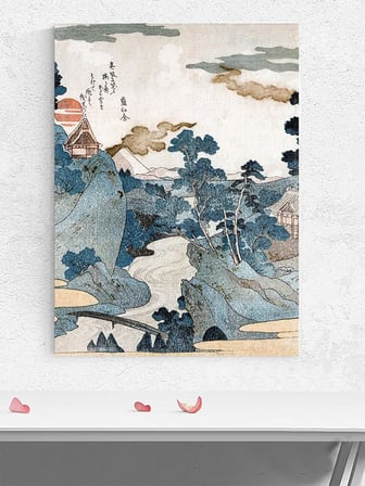 Sakin Nehir Ukiyoe Japon Sanatı Sanatı Çerçeveli Tablo - Çerçeveli Poster, Sanatsal Dekorasyon