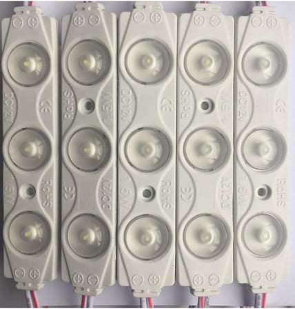 3 Ledli Parmak Led Modül 1.5w 2835 Smd Mercekli Beyaz Kasa,gün Işığı 12v 10 Adet