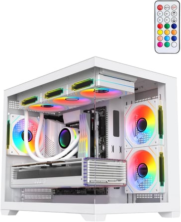 Terranova Kumandalı 6 ARGB Fanlı Nova Beyaz Midi Tower Cam Panel Gaming Oyuncu Bilgisayar Kasası (Beyaz)