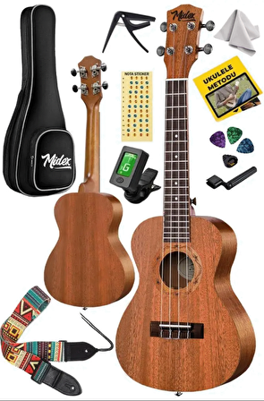 Midex CT-24MC Set Maun Concert Ukulele (Softcase Tuner Capo Metod Nota Sticker Askı Pena)