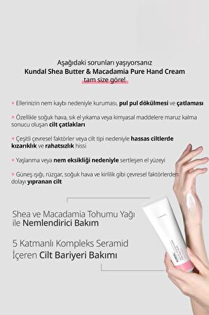 Yoğun Nem Veren Besleyici El Kremi Kundal Shea Butter & Macadamia Pure Hand Cream 50ml (Baby Powder)