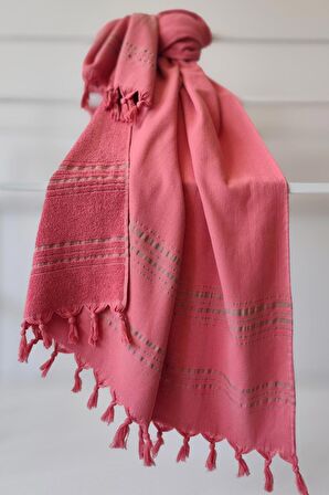 Sevim Pamuk Havlu Peştemal 90x170 Cm - Tek Yüzlü Yumuşak Yapı-%100 Pamuk-Gül